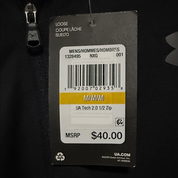 Men’s Under Armour Tech 2.0 Black Long Sleeve 1/2 zip {Medium} - Picture 2 of 8